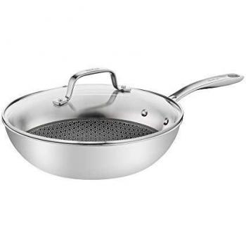 Wok Eternal Mesh de Acero Inoxidable 28 cm con Recubrimiento Antiarañazos, Apto para Inducción y Todos los Tipos de Cocina
