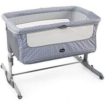 Chicco Next2Me Dream Cuna de Colecho para Bebé con Colchón, Función de Mecedora, Lateral Abatible, Altura Ajustable, Panel de Malla, Ruedas y Bolsa de Viaje 0-6 meses, 9 kg, Color Gris