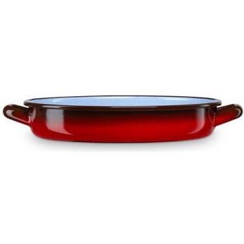 Cacerola Baja Briebe Ignea Inducción 30cm Acero Esmaltado Vitrificado Vintage Rojo 3,3L