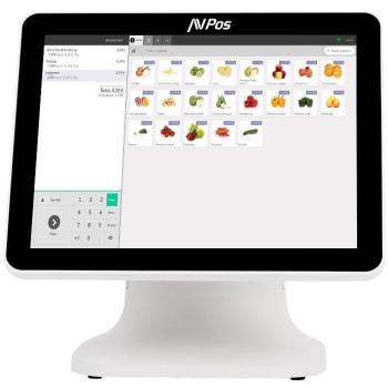 TPV Táctil AVPOS K5000 de Aluminio 15 con Procesador i7, 8GB RAM, SSD 128GB, Color Blanco y Garantía de 3 Años