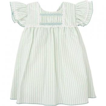 Vestido de bebé niña a rayas con puntilla