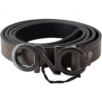 Costume National Dark Brown Leather Letter Logo Buckle Belt - 100 cm / 40 Inches