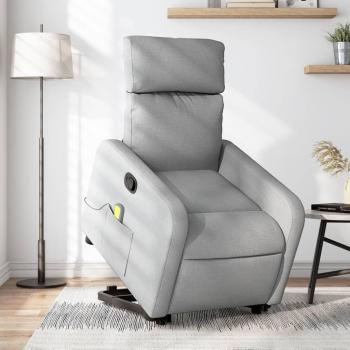 Sillón de masaje reclinable de pie de tela gris claro vidaXL