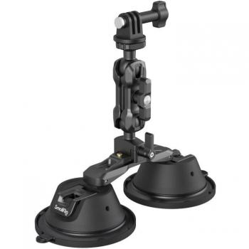 Portable Dual Suction Cup Camera Mount for GoPro and DSLR Vehicle Shooting