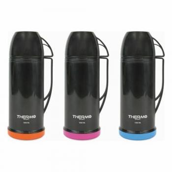 Termoportátil de Plástico 1L con Taza - Botella Aislante de Acero Inoxidable para Bebidas Calientes y Frías - Diseño Moderno y Elegante