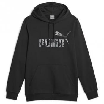 Sudadera de Hombre PUMA ESS+ Camo Gráfica con Capucha de Algodón para Invierno Negra
