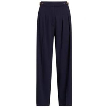 Ralph Lauren Women's Elegant Navy Cropped Pleated Trousers
