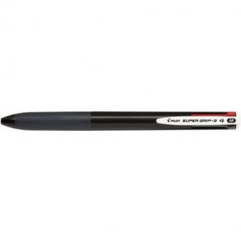 Bolígrafo Pilot Super Grip G Retráctil 4 Colores Sujeción de Caucho Tinta Base de Aceite Cuerpo Negro