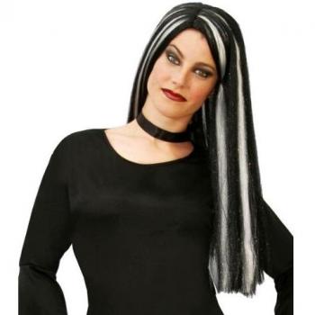 GUIRMA - Peluca melena negra con mecha blanca