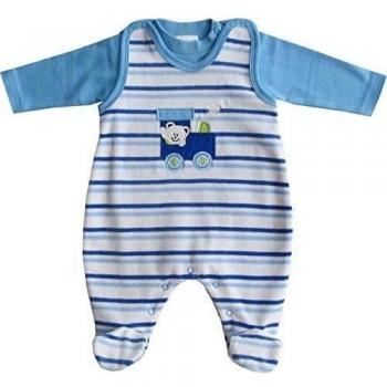 Schnizler Set Nicki, Lokführer geringelt, 2 tlg. mit Langarmshirt - Pelele Bebé-Niño, color azul, talla 50