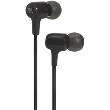 JBL E15 - Auriculares Intraaurales HiFi con Micrófono Integrado, Conector en 90º y Cable de Tejido sin Enredos, Color Negro
