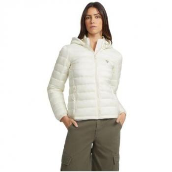 Guess Women's Regular Fit Down Jacket with Hood, Color Écru