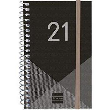 Finocam - Agenda 2021 Semana vista apaisada Espiral Year Negro Español