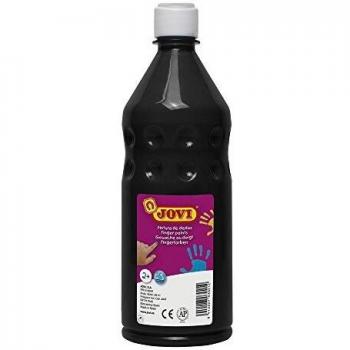 Jovi- Botella de Pintura Dedos, Color negro, 750 mililitros