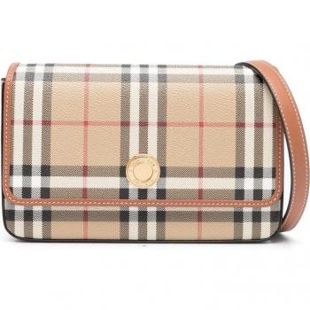 Burberry Women's Check Motif Crossbody Bag in Beige | Size UNI | 8070421A7026