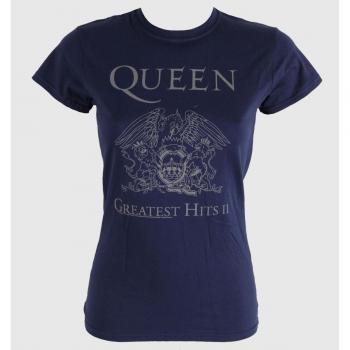 Queen Women's T-Shirt - Greatest Hits II Skinny - Navy - ROCK OFF XL