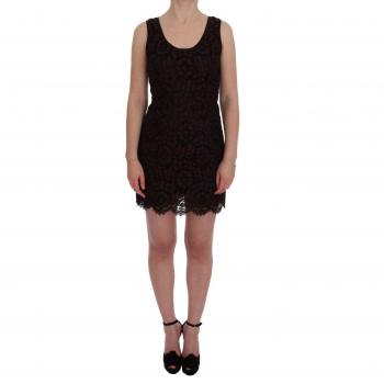 Dolce & Gabbana Bordeaux Floral Lace Ricamo Sheath Dress - IT42|M, Short Dresses, female, Brown, Size: S