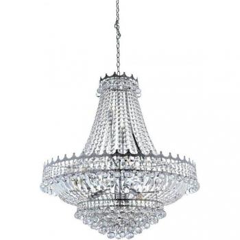 Araña grande Versailles Chrome 13 bombillas 250cm, luminaria de diseño clásico, acabado en cromo, con capacidad para 13 bombillas tipo E14, dimensiones de 250 cm de altura