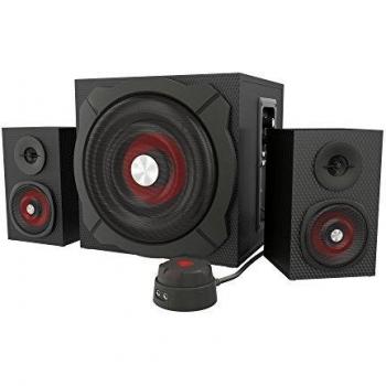 Set de Altavoces Gaming Genesis Helium 600, 2.1 Canales, 60W, Negro/Rojo con Subwoofer y Conector para Auriculares
