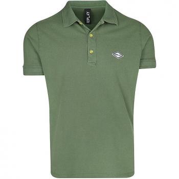 Polo Replay verde con logo regular manga corta para hombre
