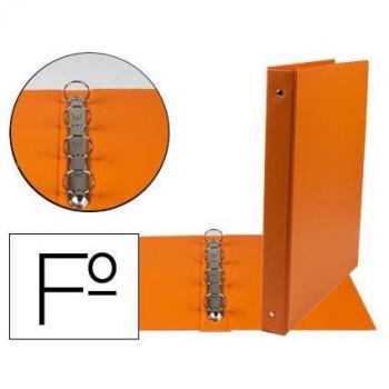 Carpeta liderpapel 4 anillas 25 mm redondas plastico folio color naranja