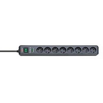 Brennenstuhl 1159291138 - Bloque de eco-line 8 salidas 1,4 m h05vv-f 3g1.5 con un protector contra sobretensiones antracita 13500
