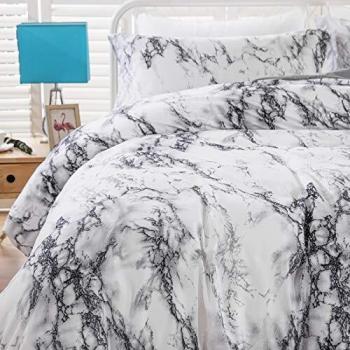 WONGS BEDDING Juego de Funda Nórdica de Mármol Juego de Sábanas 3 Piezas Juego de Sábanas Edredón Estampado Moderno 2 Fundas de Almohada Tamaño 200 * 200cm