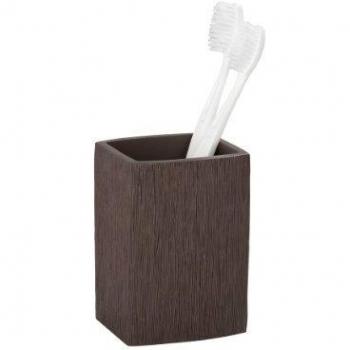 Wenko Recife Vaso para Cepillos de Dientes, Poliresina, Marrón, 6.5x7.5x10.7 cm