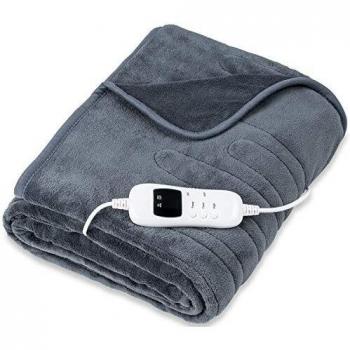 sinnlein® Calienta Camas | Manta Eléctrica 180 x 130 cm Gris | Con Desconexión Automática y Temporizador | 9 Niveles de Temperatura | Pantalla Digital | Lavabale hasta 40°C
