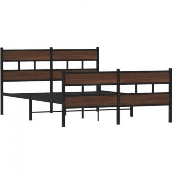 Cama solar sin colchón con cabecero y pediera 140x200 cm, estructura de cama con cabecero y pie sin colchón, armazón de cama, cama de matrimonio, cama doble