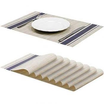 Jujin - Juego de 8 manteles Individuales Antideslizantes y Lavables de PVC Resistentes al Calor para Mesa de Comedor