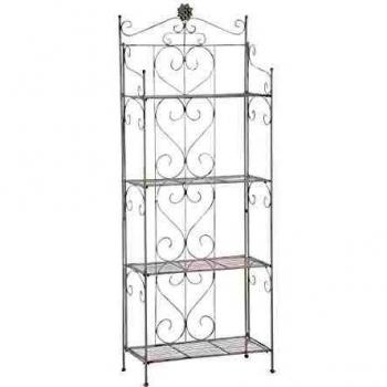 Estantería Plegable Decorativa Lenja de Hierro Antiguo Blanco con 4 Estantes