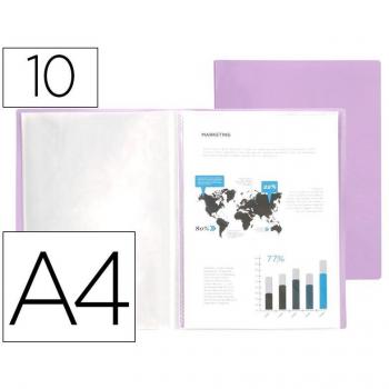 Carpeta Liderpapel escaparate DIN A4 10 fundas polipropileno color lila opaco