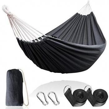 Anyoo Hamaca de Algodón para Jardín al Aire Libre Cama Portátil de Lona con Cuerdas para Acampar Capacidad de 200 Kg Peso Ligera con Bolsa para Jardín Patio Trasero Playa Mochileros