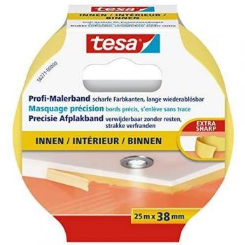 Cinta de Pintura Profesional tesa® Precision Indoor Amarilla 25 m x 38 mm