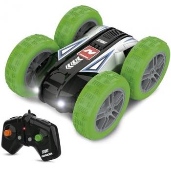 Coche Teledirigido Acrobático Reversible con Luces LED y Neumáticos de Goma - Stunt Verde para Niños a Partir de 6 Años