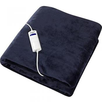 Bastilipo ME-160 - Manta eléctrica azul - 160 W con 6 niveles de potencia y sistema de seguridad de autoapagado - Franela extrasuave y lavable