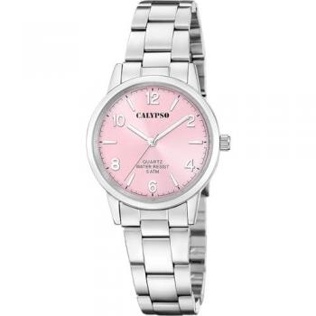 Reloj Calypso Mujer K5859/5 Basic Acero Inoxidable 316L Plateado y Correa Rosa
