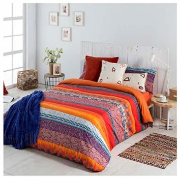 Funda Nórdica Indi de Algodón Multicolor 100% con Fundas de Almohada para Cama de 90