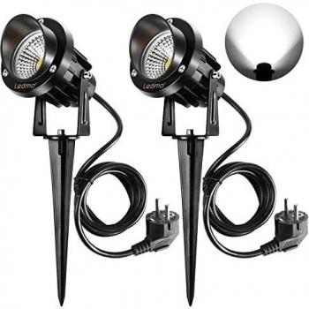 LEDMO 2PCS Foco Proyector Exterior 9W LED Lámpara de Césped con Espica Impermeable IP65 Focos de Jardín con Pincho 800lm Blanco Cálido Foco COB LED de Jardín Suelo Caminos Paisajes Decoración