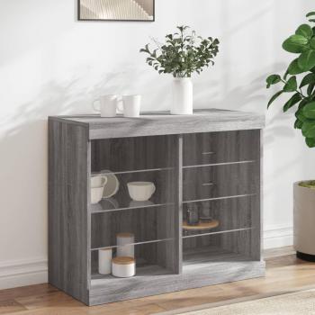 Aparador con luces LED gris Sonoma 81x37x67 cm - Mueble de Almacenaje de Salón, Buffet para salón, Armario Auxiliar, Armario de Almacenamiento