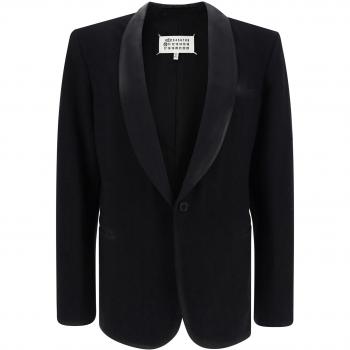 Maison Margiela Women's Wool Single-Breasted Blazer Jacket in Black | Size 40 | S51BN0432S78075961