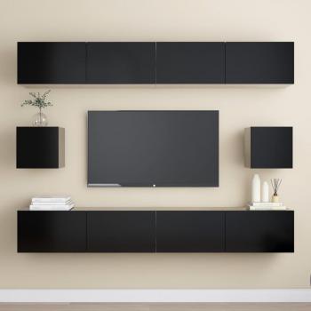 Set de muebles para TV de 6 piezas en madera negra multicapa