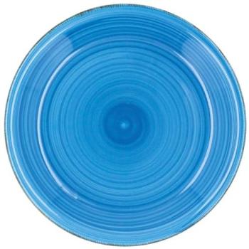 Plato Llano Cerámico Apilable 27cm Azul Vita - Pintado a Mano, Apto Microondas y Lavavajillas