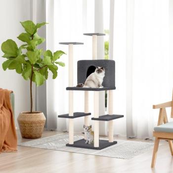 Árbol para gatos con rascadores de sisal gris oscuro 144,5 cm