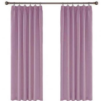 Amazon Brand - Umi Cortinas Opacas con Aislamiento Térmico para Sala de Estar Oficina Hotel Ventanas Fruncido 2 Piezas 132x160cm Rosa Claro