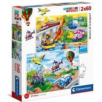 Clementoni- Means of Transport – 2 x 60 Infantil – Caja de 2 puzles