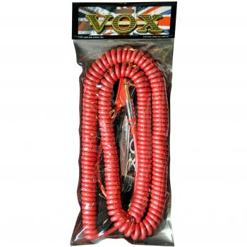 Vox Vintage Coiled Guitar Cable - 29.5ft, Straight to Right Angle, Light Red