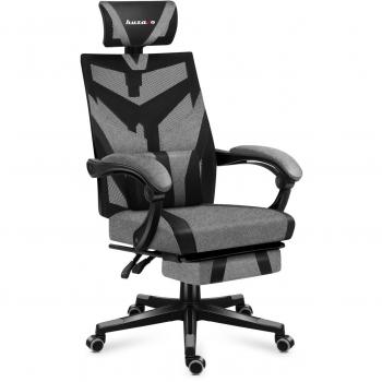 Silla Gaming Huzaro Combat 5.0 Gris Ergonómica con Malla, Soporte Lumbar y Reposapiés, Ajustable hasta 140 kg