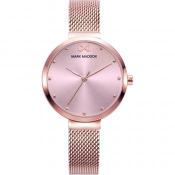 Mark Maddox Alfama Reloj MM1006-77 - Elegante reloj de mujer con correa de malla milanesa en tono rosa